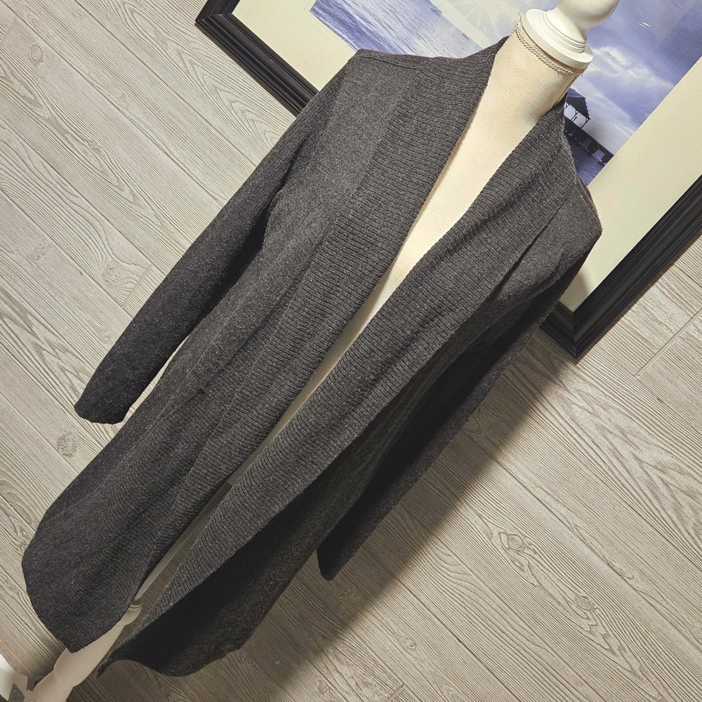 Fenn Wright Manson Italian Merino Wool Cardigan Grey Sweater XL Shawl Collar